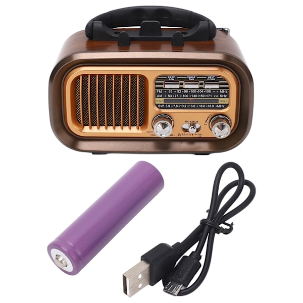 Bärbar Vintage Radiohögtalare 3 Band Multifunktionell Bluetooth AM FM Radio för inomhus och utomhus RXBT628