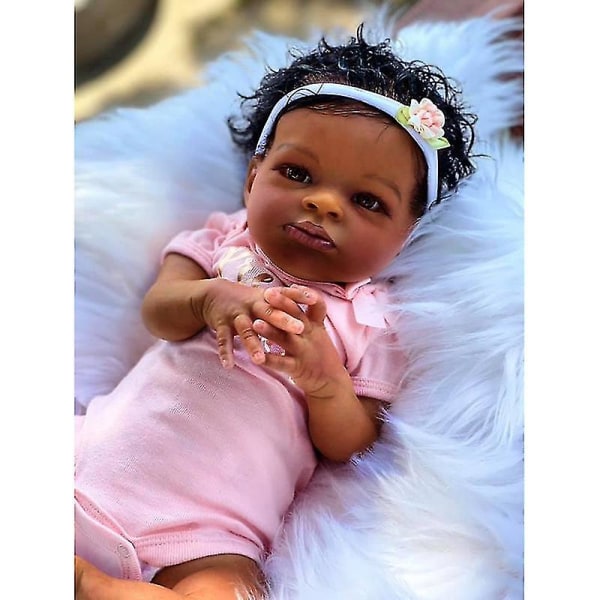 Npk 20-tums naturtrogen mörkbrun hud Reborn Baby Lanny Doll Real Baby Doll Art Made 3d Skin Naturligtvis Baby Collectible Doll