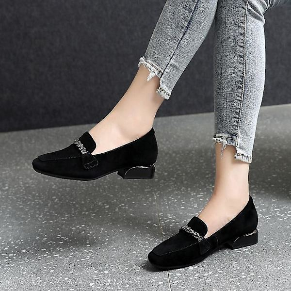 Höst Vinter Dam Loafers. Lågklackade Båtskor Plush Khaki 10