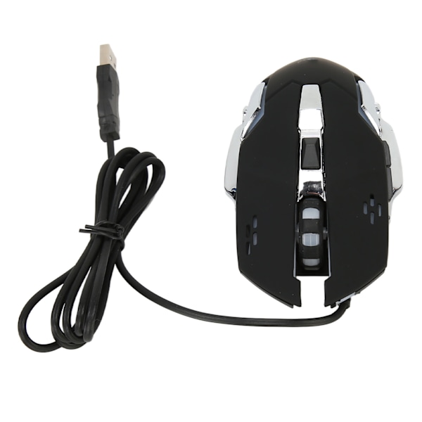 Trådbunden Spelmus med RGB-bakgrundsbelysning 4 Justerbara DPI Upp till 3600 Ergonomisk USB Optisk Datormus med 6 Knappar Vit Hörbar Mus