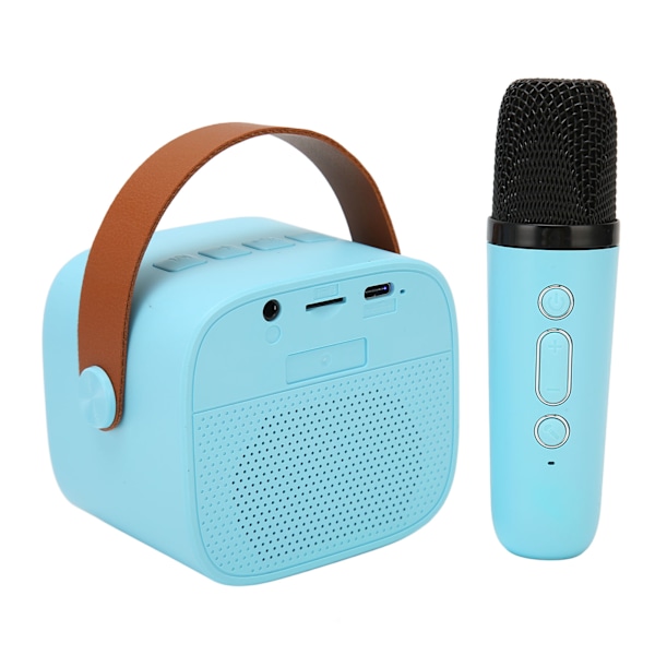 Bluetooth Högtalare Mikrofon Set HD Stereo Uppladdningsbar Retro Portabel Karaoke Maskin för Barn Vuxna Fest Blå