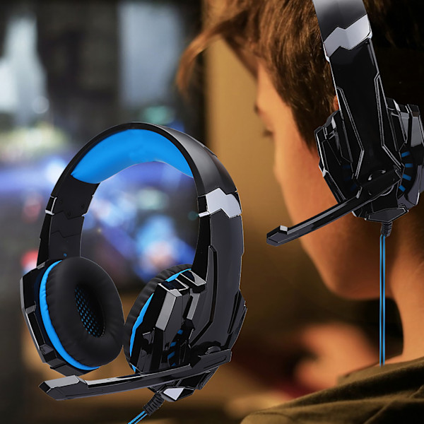 Headset med Luminous Wired Datorspelshörlurar för PS4 Svart Blå