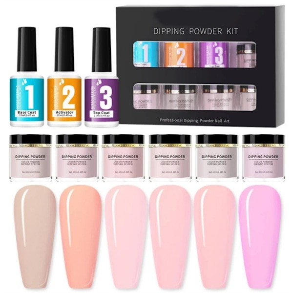Nagelkonst Infiltrationspulver Set Dippande Glitter Kristall DIY Dekorativ