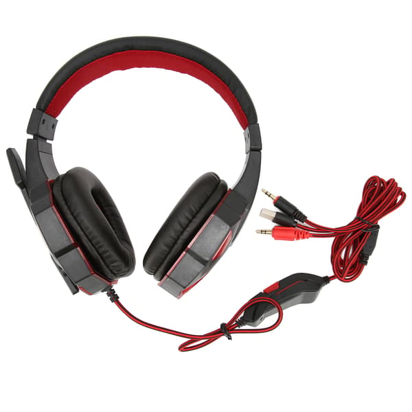 Spelheadset Luminous Justerbar Volym 3.5mm Spelheadset med Mikrofon för PC Svart Röd