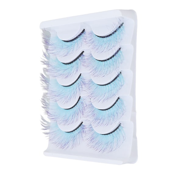 5 st Färgglada Ögonfransar Dramatiska Gradient Färg Lösögonfransar Fluffiga 3D Böjda Fake AG12