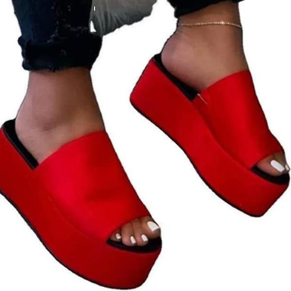Sommar Kvinnor Wedges Pumps Högklackade sandaler 4 / leopard print