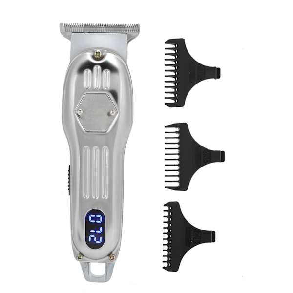 Professionell Elektrisk Hårklippare LCD-Display Trimmer Klippmaskin Silver