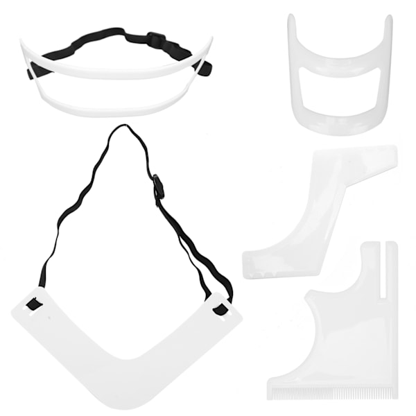 5-pack Skäggmall Set Hårlinje Grooming Trimning Styling Vit Formare Verktygssats