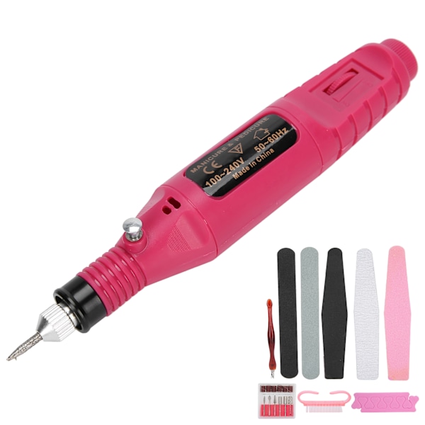 USB Nagelborr Pen Tåseparator Fil Dammsborste Nagelbandstrimmer Manikyr Verktygsset