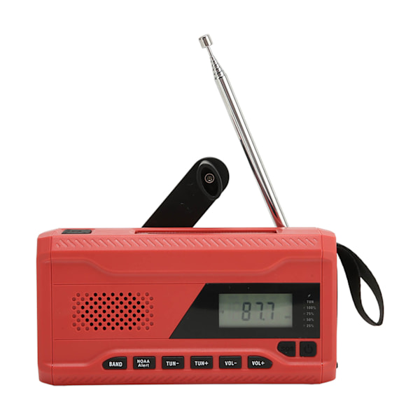 Nödradio HD LCD Handvev Bärbar AM FM WB NOAA Radio med SOS-Larm Ficklampa 4500mAh Batteri för Utomhus