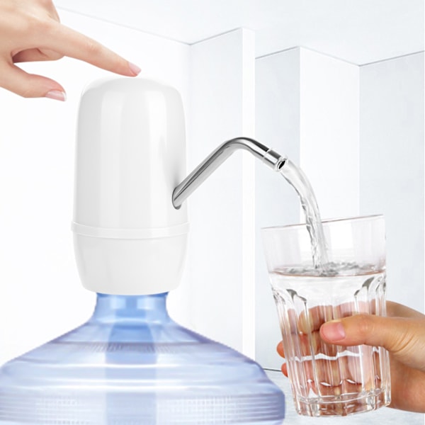 USB Snabbladdning Dubbel Motor Elektrisk Automatisk Flaska Dricksvattenpump Dispenser (Vit)