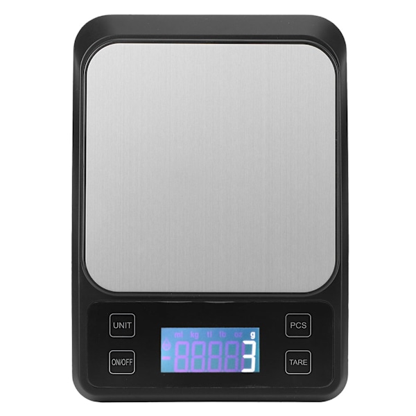 Bärbar Mini Digital Elektronisk Köksvåg i Rostfritt Stål för Bakning, 5kg/1g Svart