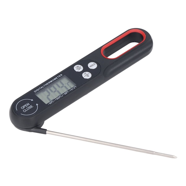 Digital Mattermometer Direktavläsning Noggrann Vikbar Mat BBQ Grill Matlagningstemperaturmätare med Batteri Svart