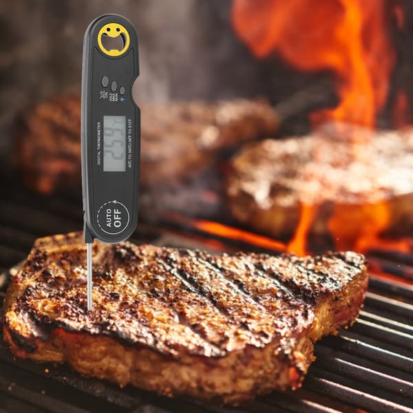 Vattentät Vikbar BBQ Termometer Digital Kök Matlagning Temperaturmätare Svart