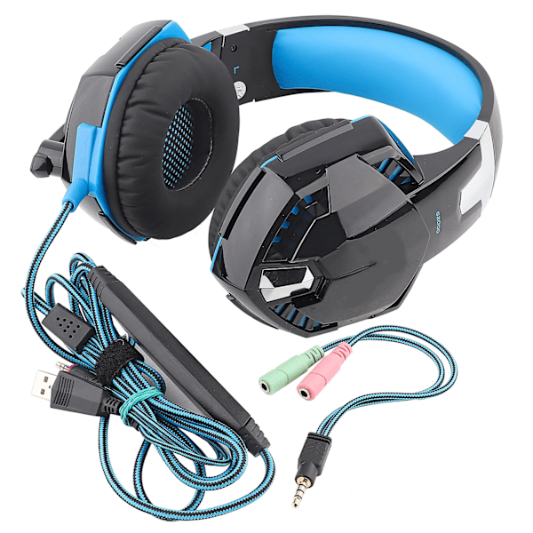 Headset med Luminous Wired Datorspelshörlurar för PS4 Svart Blå