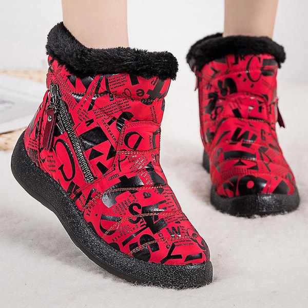 Dam Vintervarma, Vattentäta Flats Ankel Boots Red 5