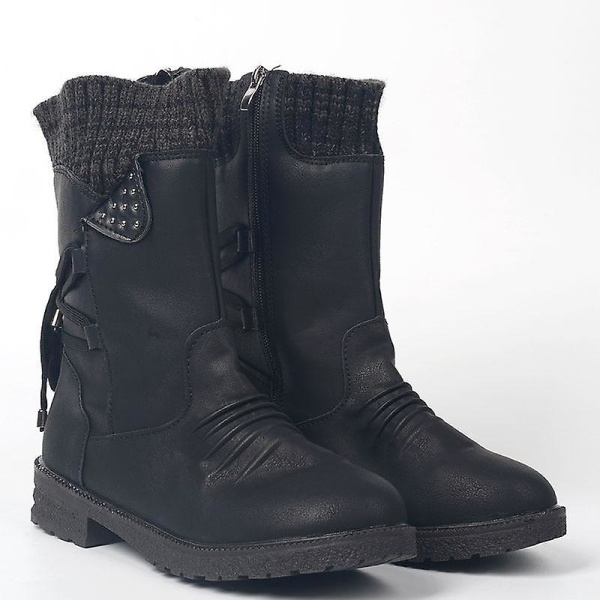 Kvinnor Vinter Mid-kalf Boots Dam Mode Zip Halkfria snöstövlar black 43