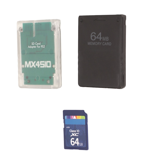 Konsol Kort Adapter Plug and Play Lagringskortläsare med 64G Lagringskort 64MB FMCBV1.966 Kort för PS2 Slim Konsoler
