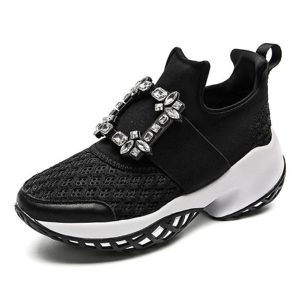 Buckle Air Mesh Designer Sneakers Skor för kvinnor White 8
