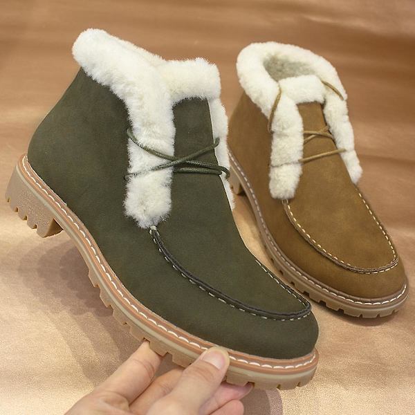 Nya vintervarma vattentäta ankelstövlar med snörning Olive Green 40