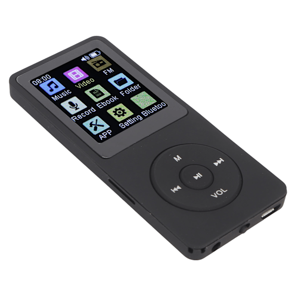 Bluetooth MP3-spelare 1,8 tum färgskärm Inbyggd högtalare E-boksläsare inspelare Fickmusikspelare