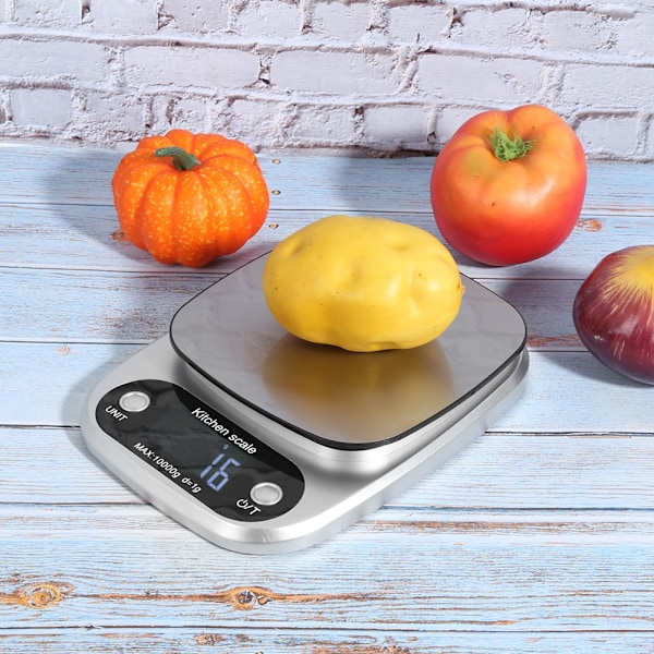 Mini Portabel Elektrisk Våg i Rostfritt Stål Kök Bakning Tillbehör Silver 10kg/1g