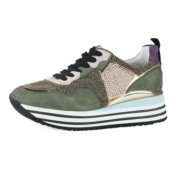 Kvinnor Casual Lyx Designer Sneakers Med Glitter GREEN 38