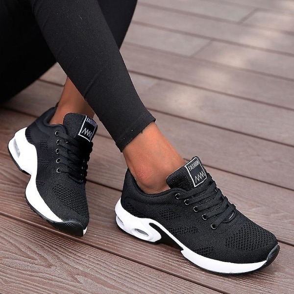 Lättviktssneakers för kvinnor, set med utomhussportskor -2 summer style black 37