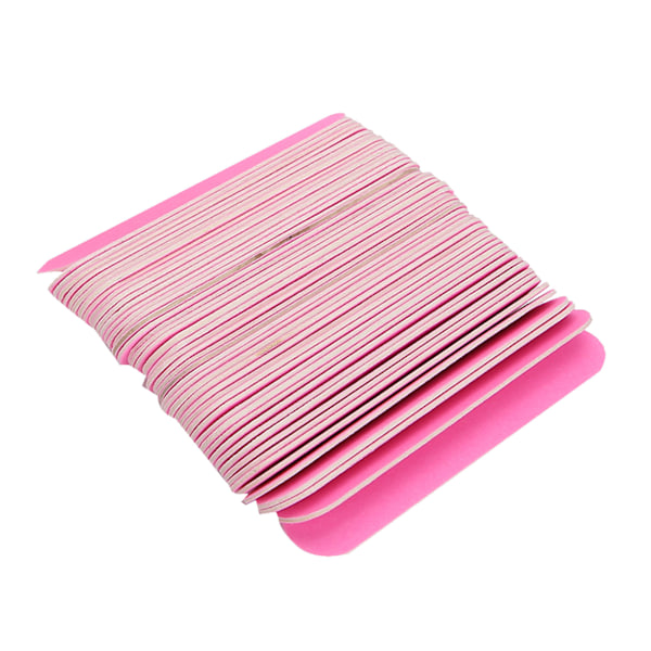 100 st Nagel Fil Dubbelsidig Buffer Sandpapper Polering Strip Manikyr Verktyg Rosa