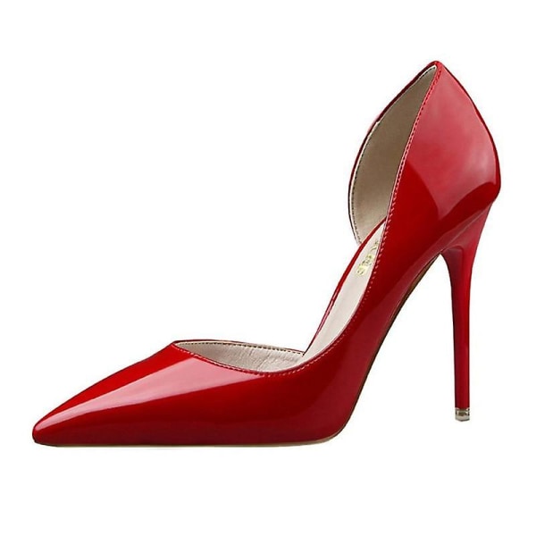 Läderklackar Mode Kvinna Pumps, Stilettskor winered 34