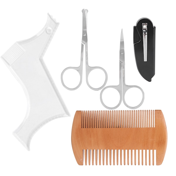Transparent Skäggformningsmall Kam Sax Grooming Styling Set