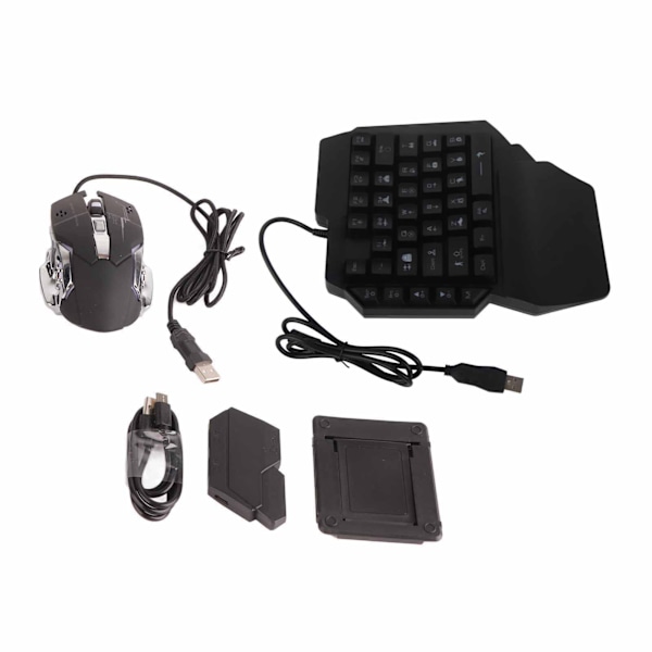 Portabel Mini Speltangentbord Mus USB RGB Handledsstöd Halv Hand 35 Tangenter Tangentbord Mus med Konverterare för Android för IOS