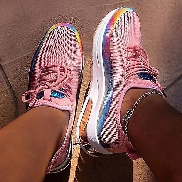 Modeplattform, Chunky sneakers med snörning Pink 43