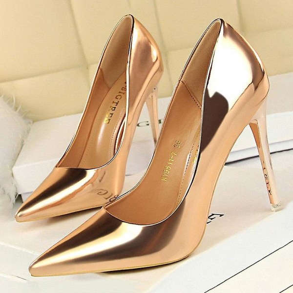 Kvinna Pumps Lack Skor med höga klackar 34 / 9511-A7-Bronze7.5cm