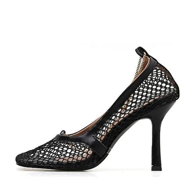 Sommar Höst Sexiga Mesh Pumps Sandaler Kvinna Sq Apricot  7CM 4