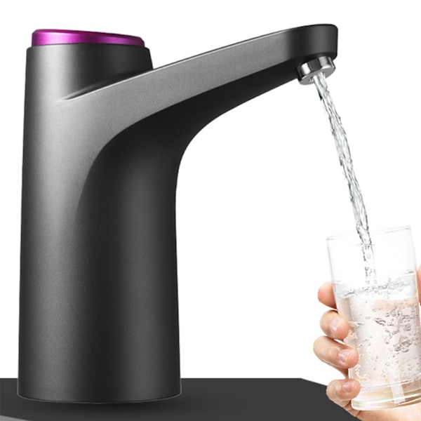 Vattendispenserpump ABS Portabel USB-laddning Intelligent Vattenflaskpump för Hemmet Mörkgrå
