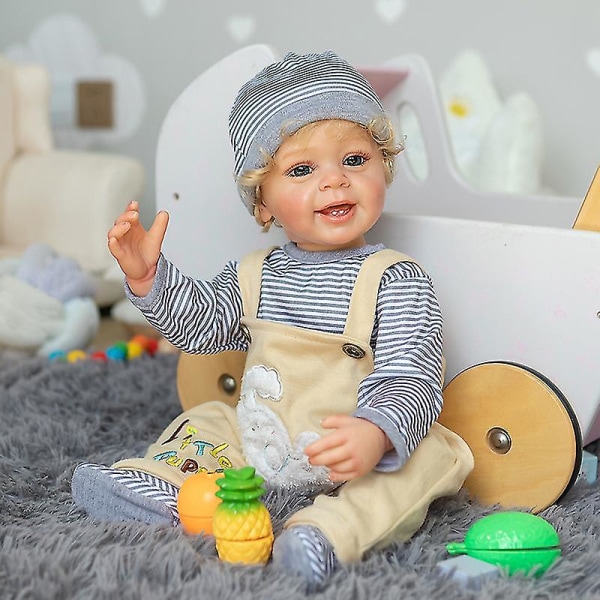 55 cm helkroppsmjuk silikon Vinyl Real Touch Reborn Toddler Pojke Baby Doll Yannik Idealiska presenter för barn badleksak