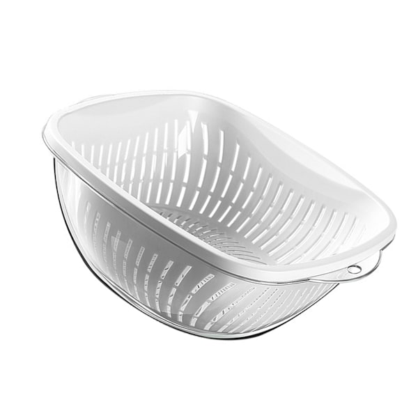 Grönsakstvättkorg Förtjockad Plast Multifunktionell Dubbellagers Fruktsilskål Set för Kök Stor Vit
