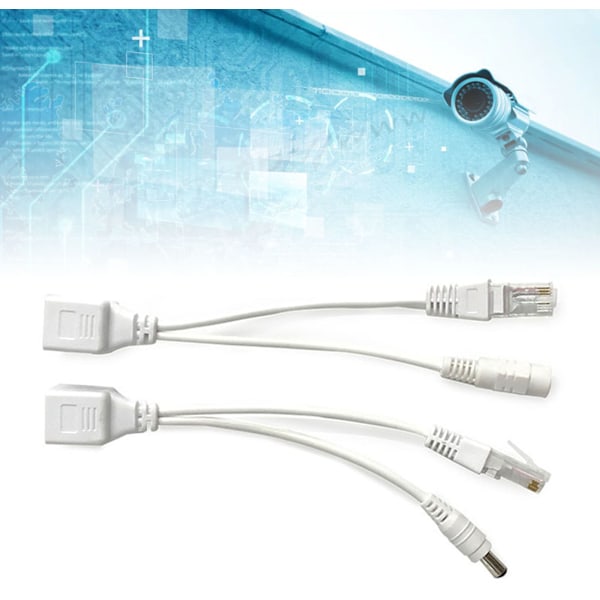 1 par Passiv PoE-injektor och splitter-kit 12V PoE-injektor och splitter för trådlös nätverksenhetstillbehör Vit