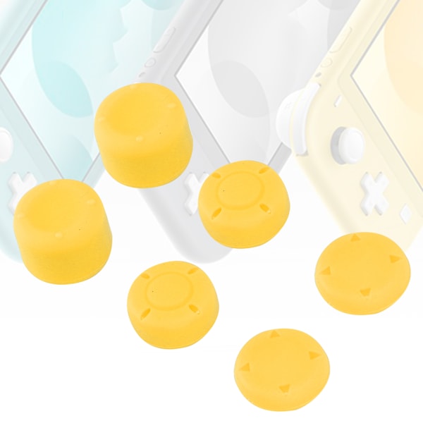 6 st. Höjningsknappar för Switch Lite Joystick, Halkskyddande Silikonknappar, Skyddande Kapslar (Gul)