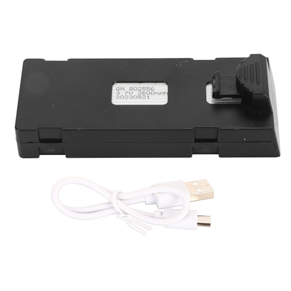3.7V 2600mAh UAV Litiumbatteri Portabel Quadcopter Litiumbatteri För E88 E88PRO E525 E99 E99PRO P1 P5PRO K3 S1 P8 S98 Svart