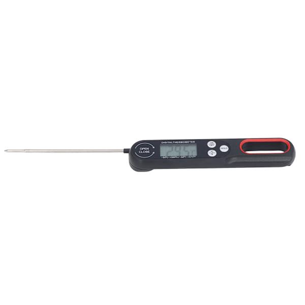 Digital Mattermometer Direktavläsning Noggrann Vikbar Mat BBQ Grill Matlagningstemperaturmätare med Batteri Svart