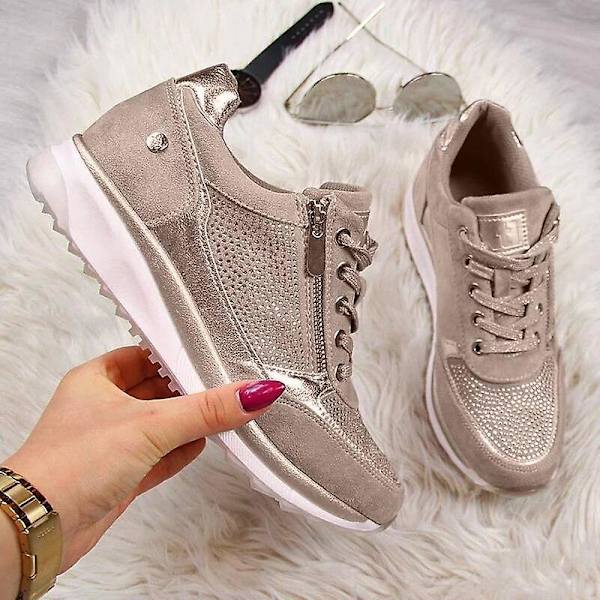 Kilklackssneakers för damer, Vulkaniserade paljett-skakskor grey 35