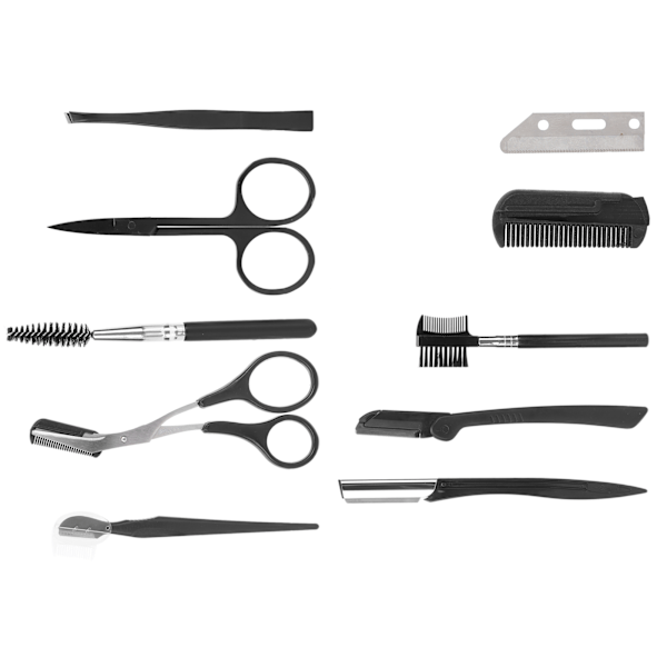 10 st Ögonbryns Grooming Kit Sax Kam Pincett Rakhyvel Set