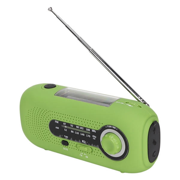 Nödväderradio Multifunktionell AM FM Band Solladdning 5 LED Handvev Radio för Utomhus Camping Europeiska Modeller