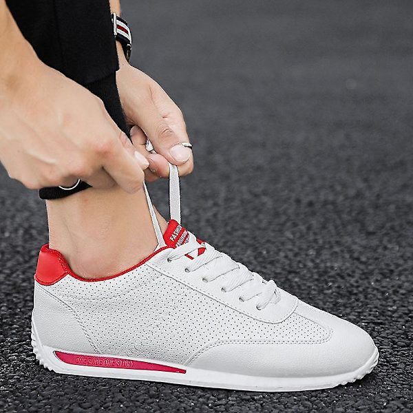Läder Sneakers, Sport Vulkaniserade Skor Red (hole) CN 38(Insole 24 cm