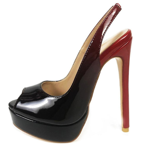 Peep Toe, Högklackade Ankelremmar, Pumps Platåsandaler (set-a) red 38