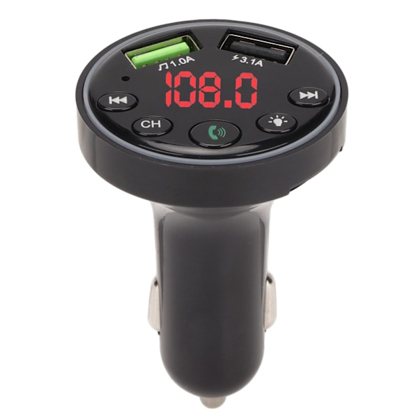 Billaddare Adapter USB Laddning MP3 Trådlös Bluetooth 5.0 FM-sändare med LED-display för bilar