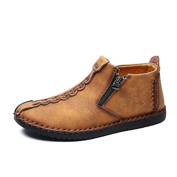 Läder- Casual Zipper Öppning Medium, Loafers Sneakers 8 / Goden zipper