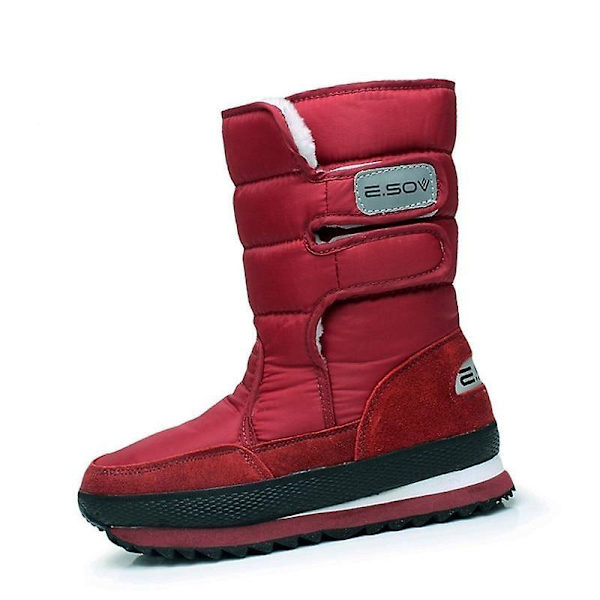 Vattentät kvinnlig snö, vinterstövlar Wine red 41